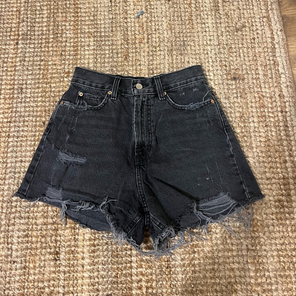 BDG black denim high waisted shorts, size 27